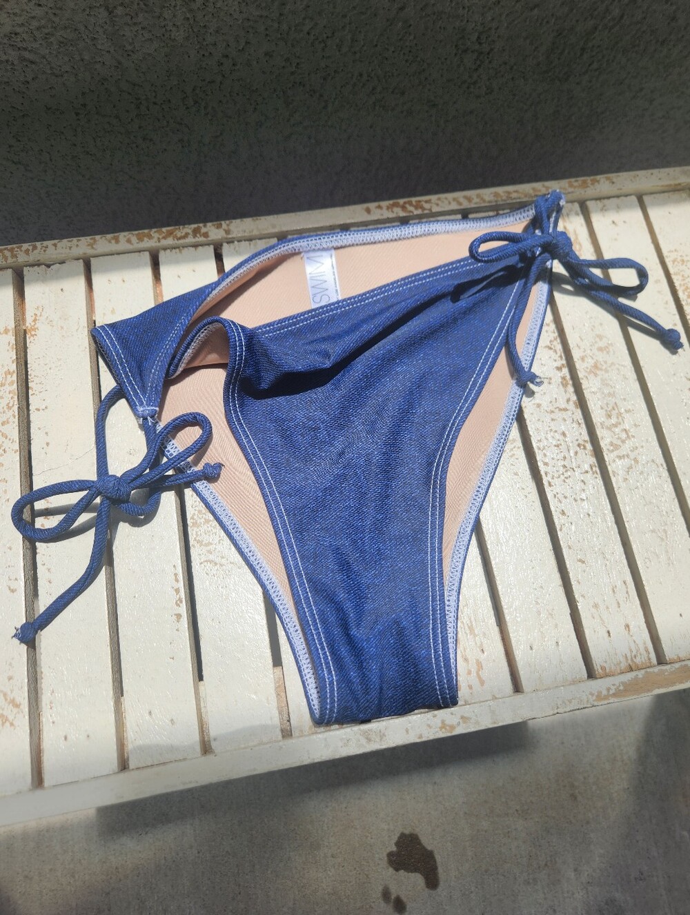 Los Angeles Apparel SWIM dark denim printed string bikini bottom